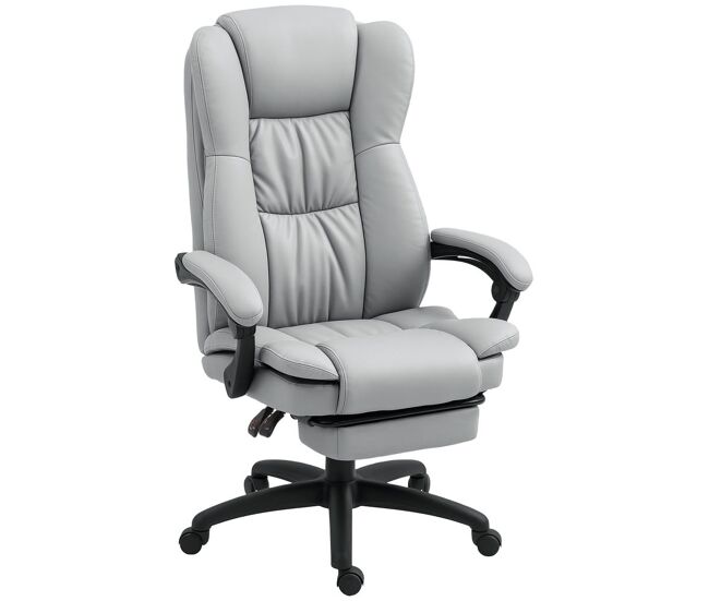 Vinsetto cadeira de escritório giratória cadeira de escritório com altura ajustável 6 pontos de massagem controle remoto e apoio para os pés retrátil 68,5x68,5x113-121 cm gris