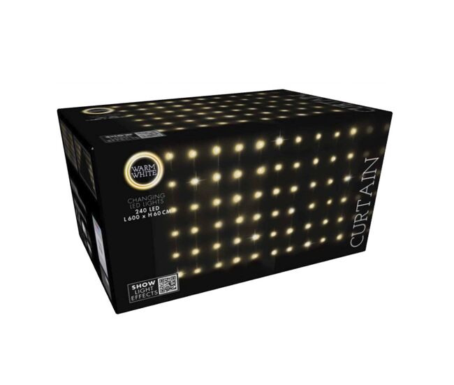 Conjunto de cortinas de luz well home com 240 luzes led brancas quentes com controle remoto e 40 fios
