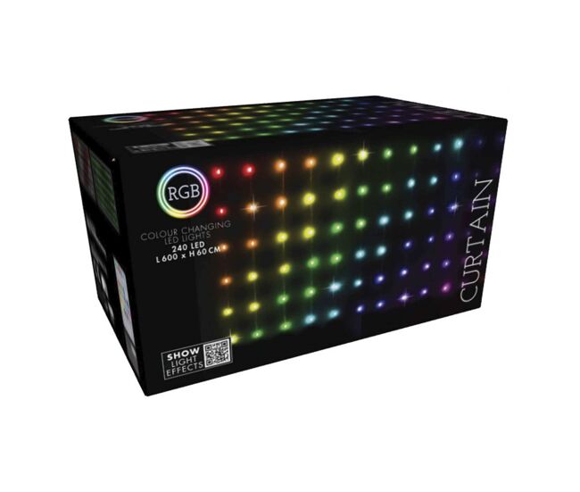 Conjunto de cortinas de luz led rgb well home 240 com controle remoto de 40 cordas