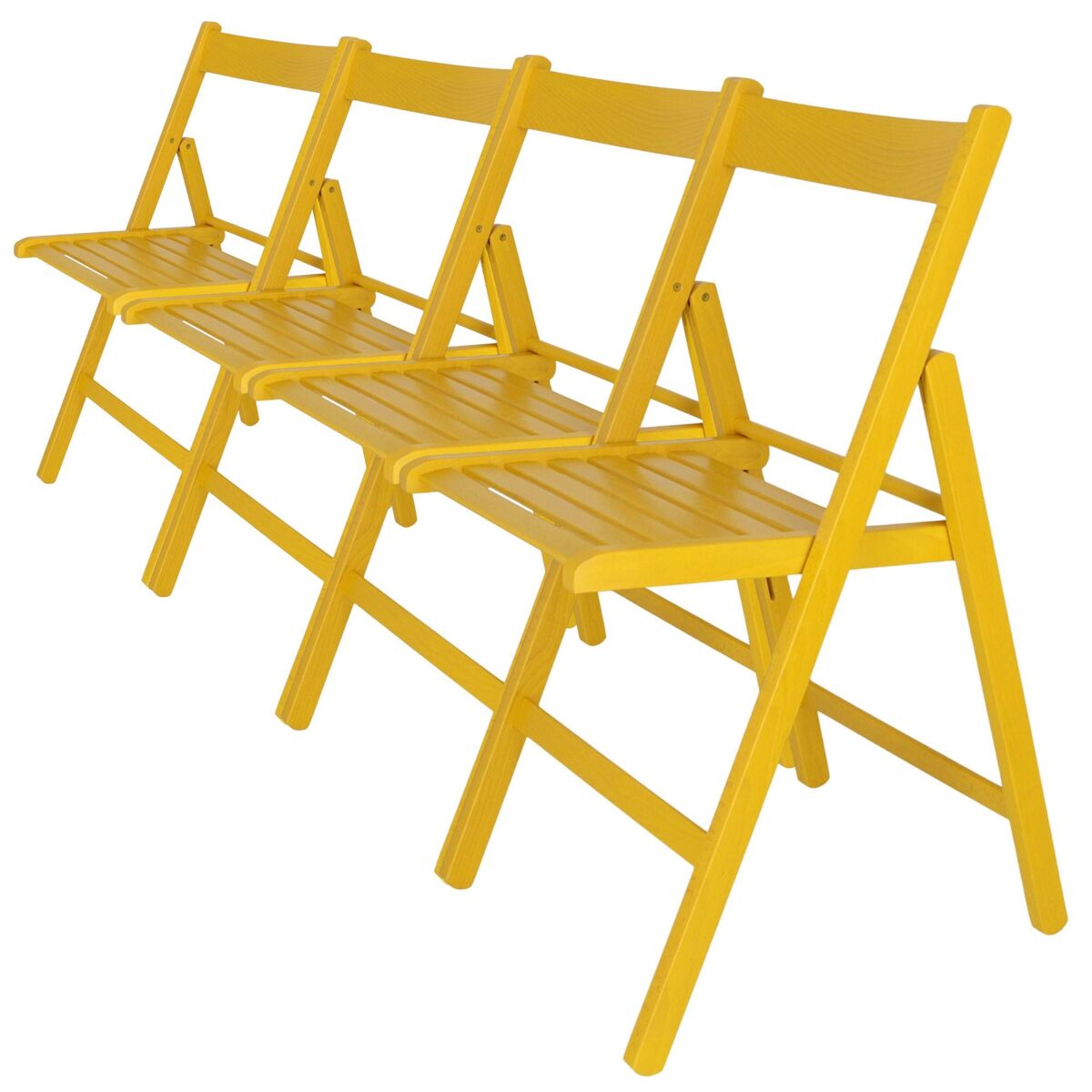 Well home - pacote de 4 cadeiras de madeira de faia, acabamento amarelo