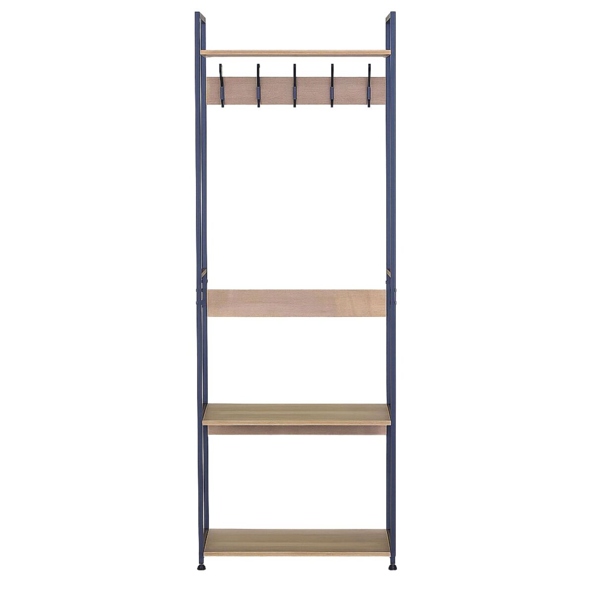 Cabide de entrada sert com 5 cabides e 3 prateleiras em carvalho cambriano e preto 60x175x40 cm