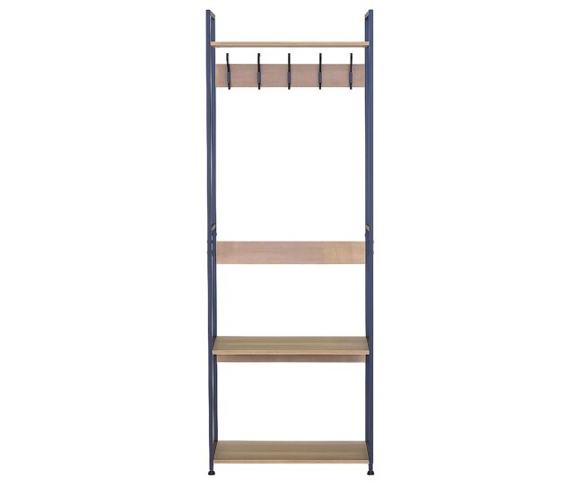 Cabide de entrada sert com 5 cabides e 3 prateleiras em carvalho cambriano e preto 60x175x40 cm