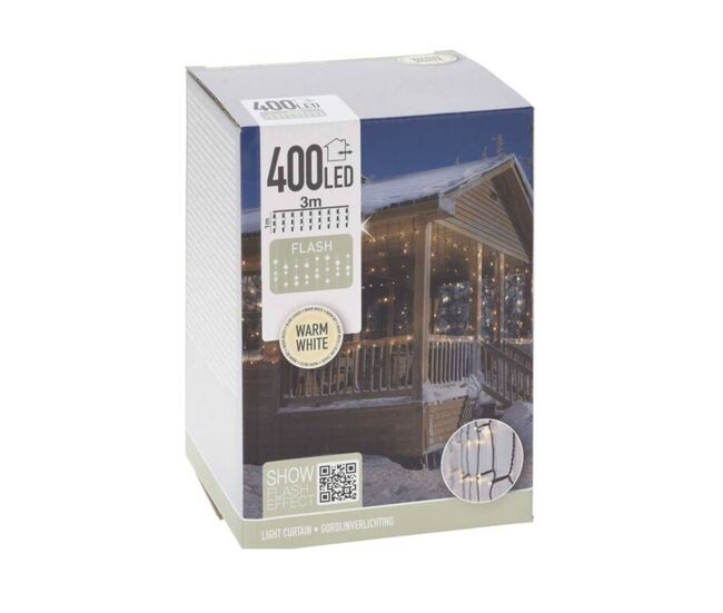 Well home curtain lights com 400 luzes led brancas quentes 100x300cm