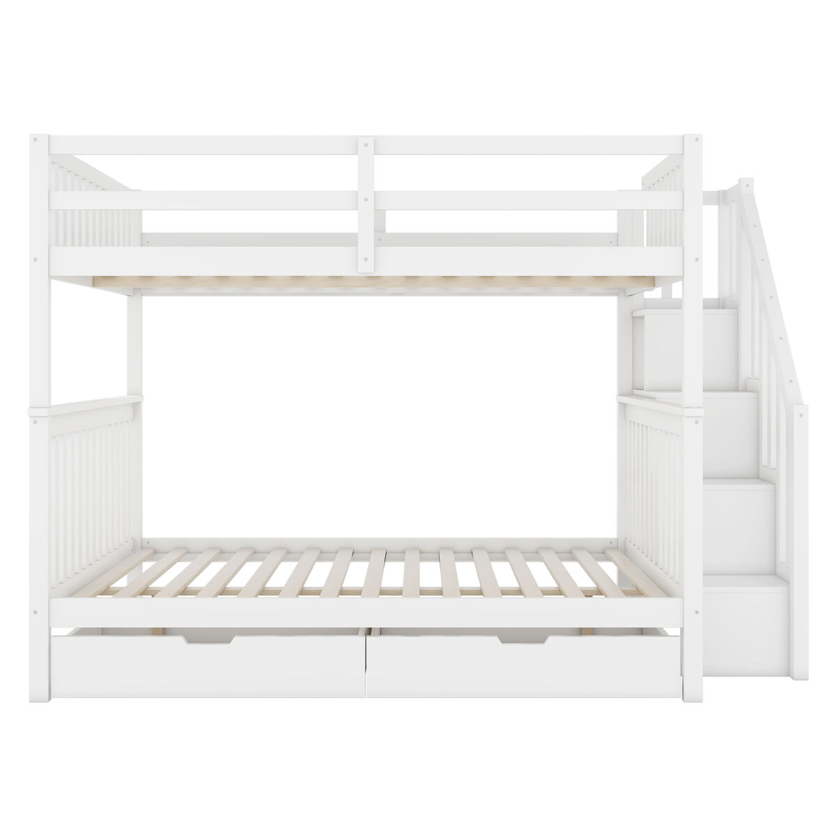 Litera 140x200 cm - estante em escada, com duas gavetas, grades altas, certificação en747-1 - branco