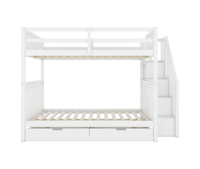 Litera 140x200 cm - estante em escada, com duas gavetas, grades altas, certificação en747-1 - branco