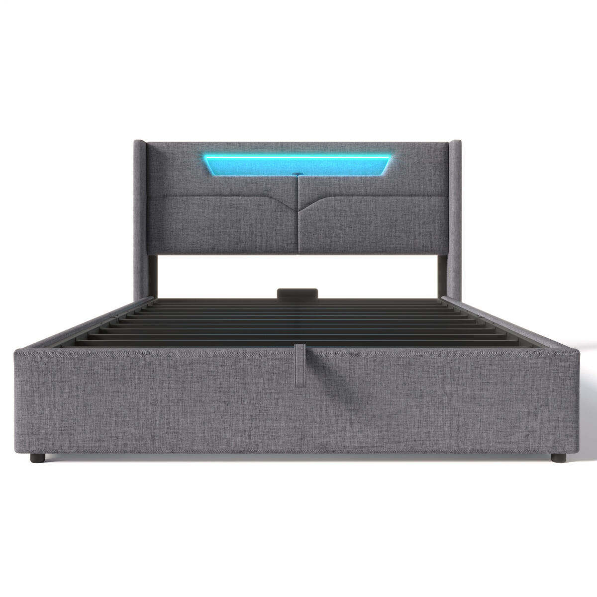 Cama estofada 160x200 - com função de carregamento usb tipo c e iluminação led - bege