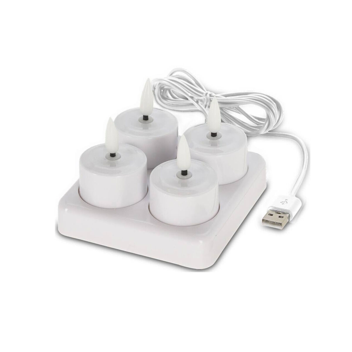 Well home conjunto de 4 velas led piscantes com base de carregamento - luzes quentes e aconchegantes para casa