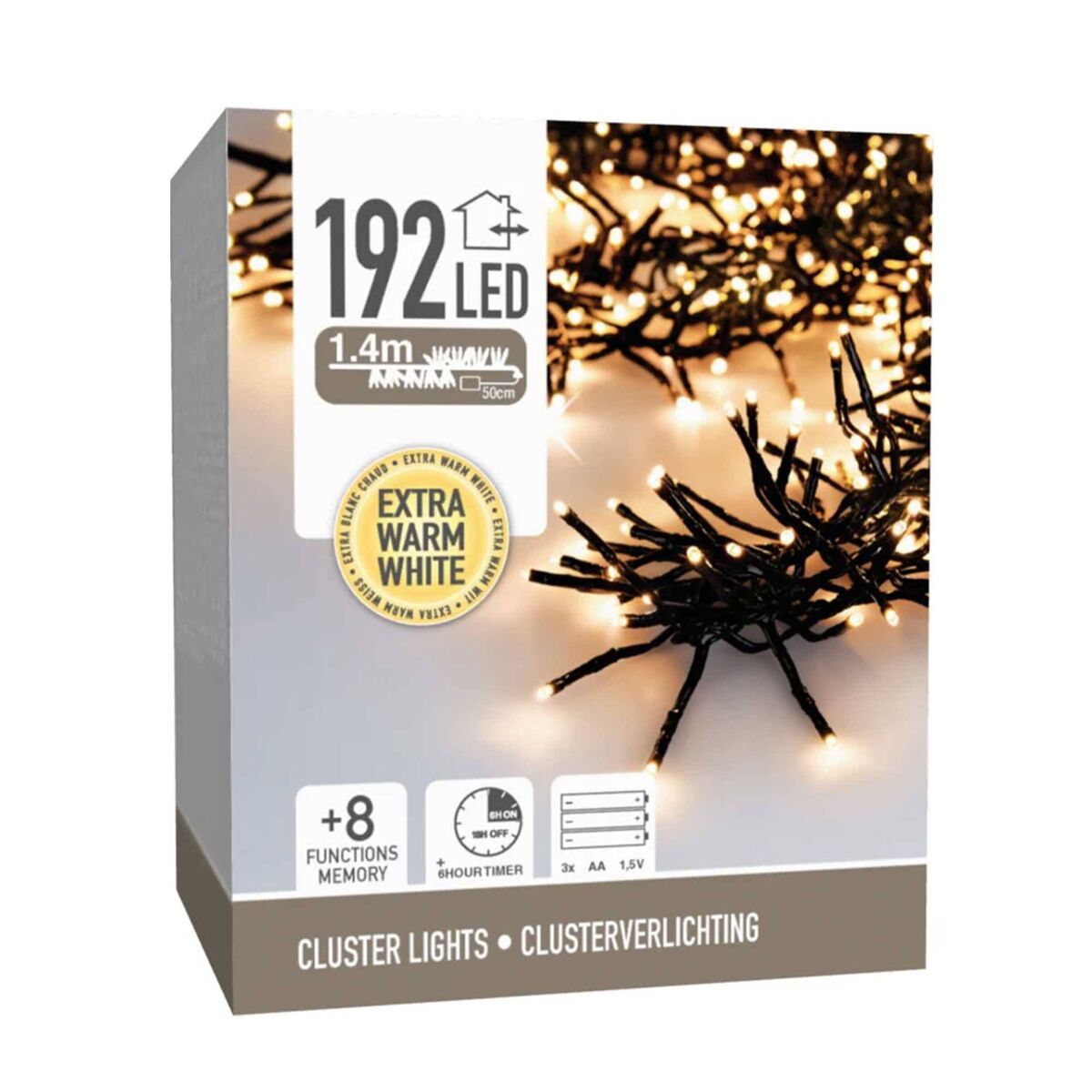 Well home 182 luzes de led branco quente com 8 funções e temporizador - 1,4 metros
