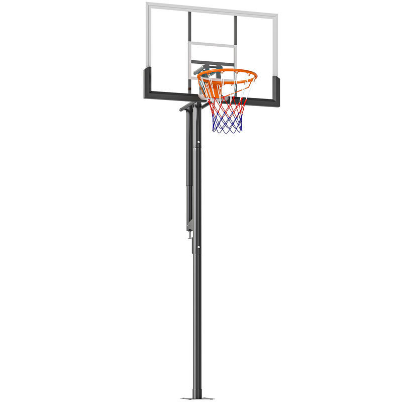 Sportnow cesto de basquetebol para exterior no chão, altura ajustável 230-375 cm, cesto de basquetebol com suporte, manivela, painel inquebrável 120