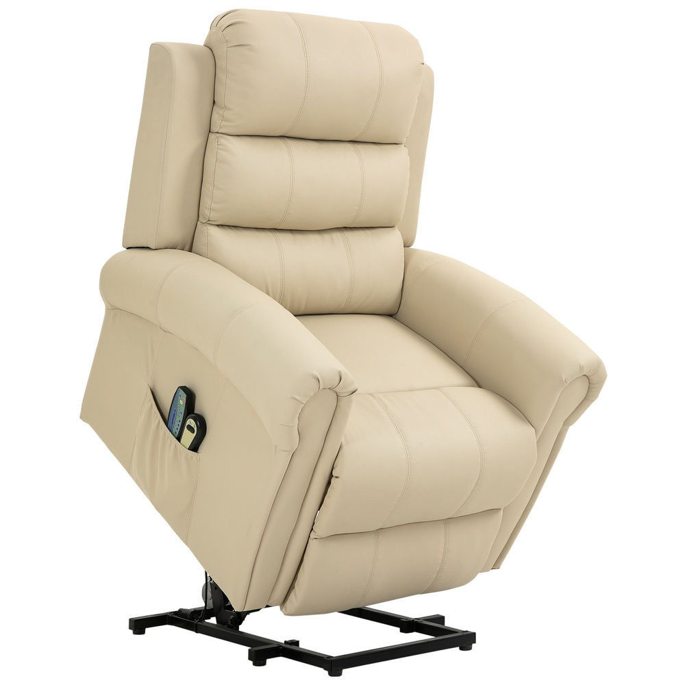 Homcom poltrona relax reclinável elétrica levanta pessoas com massagem vibratória e aquecimento poltrona elevatória com controlo remoto apoio para pés