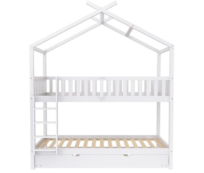 Cama infantil juvenil 90x200 cm - cama tripla extensível com design economizador de espaço - branco