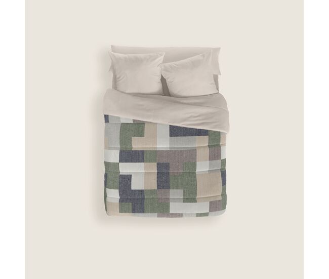 Naturals - edredom nórdico estampado cama 135 - 100% poliéster microfibra - 300g - tetris