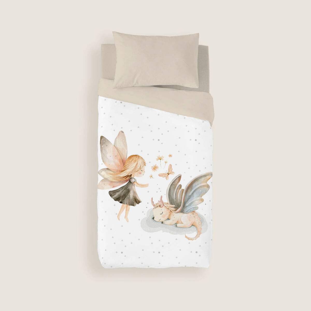 Naturals - capa de edredão estampada infantil cama 105 - algodão extra macio - inclui 1 fronha - elia