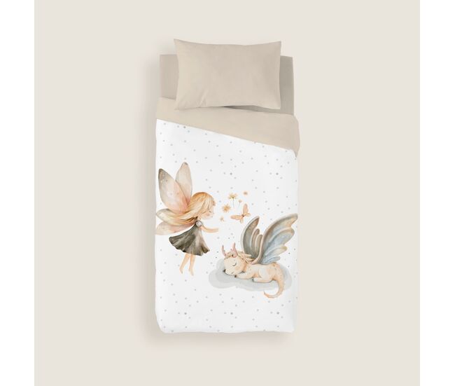 Naturals - capa de edredão estampada infantil cama 105 - algodão extra macio - inclui 1 fronha - elia