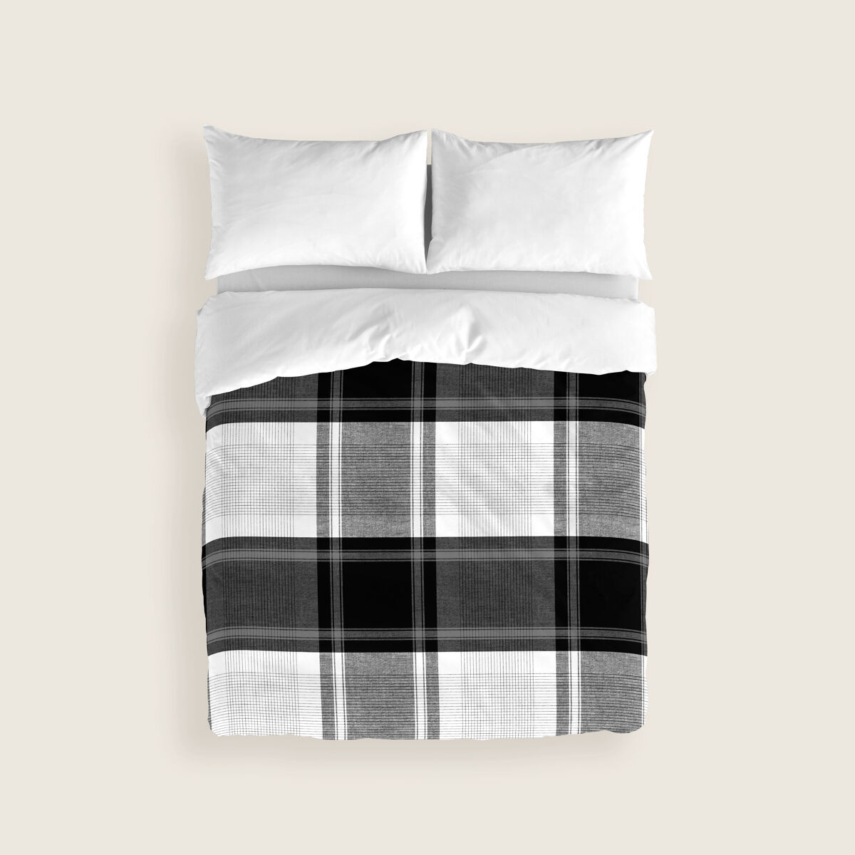 Naturals - capa de edredão estampada cama 135 - algodão extra macio - inclui 1 ou 2 fronhas - check
