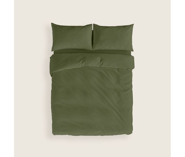 Naturals - capa de edredão lisa cama 105 - fecho com botões - 100% algodão - inclui 1 ou 2 fronhas - verde-garrafa