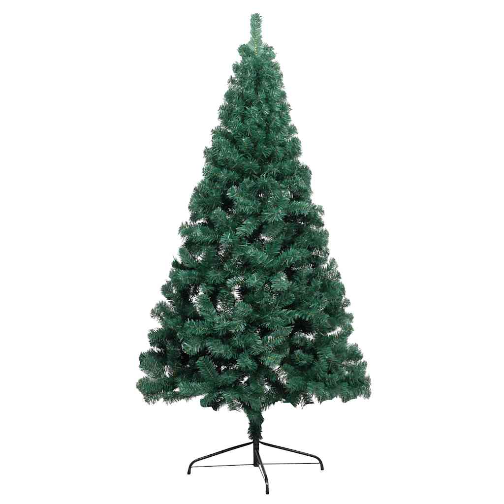 Meia árvore natal artificial pré-iluminada c/ bolas verde