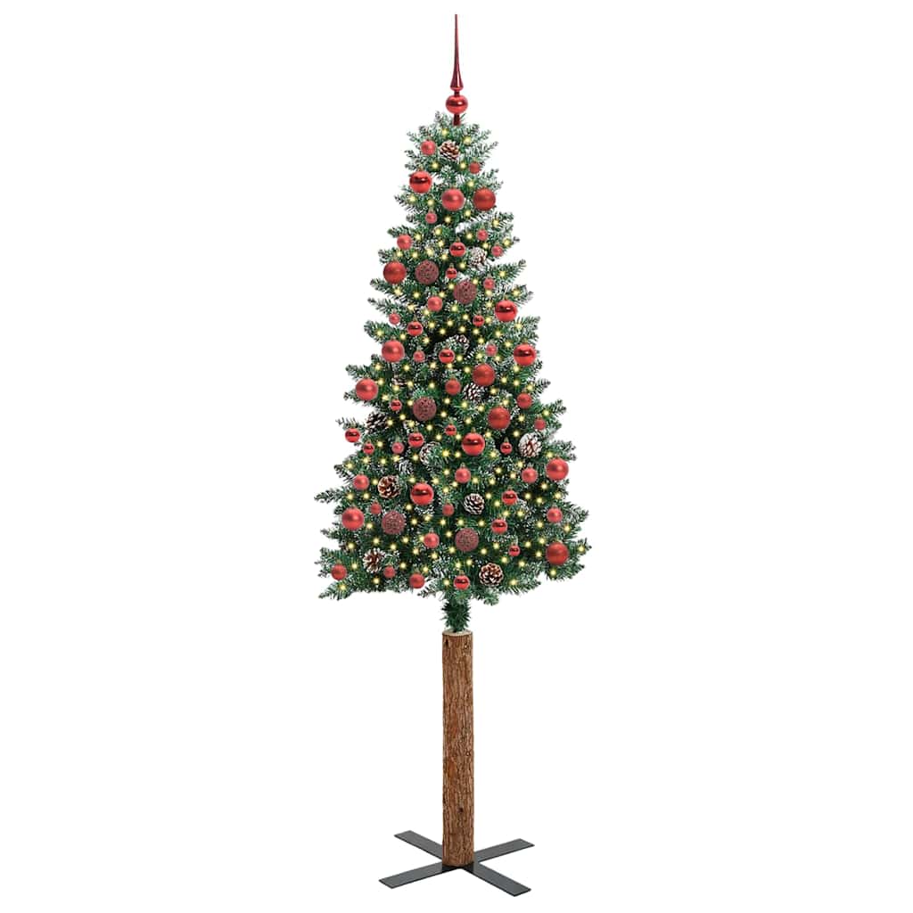 árvore de natal - pinheiro de natal slim com 300 leds verde e branco 180 cm