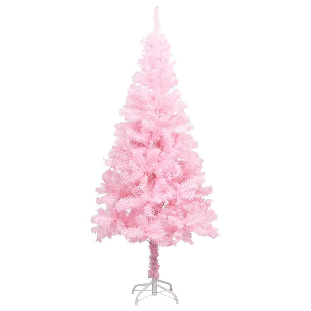 árvore natal artificial pré-iluminada c/ bolas pvc rosa