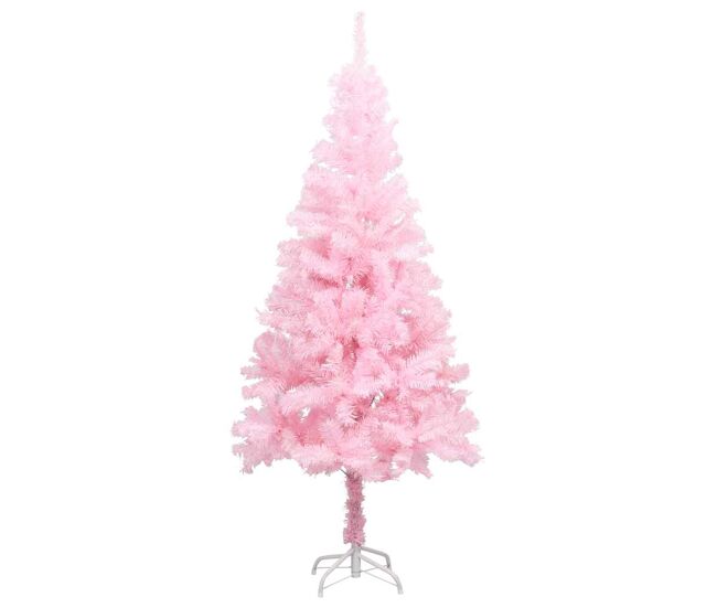 árvore natal artificial pré-iluminada c/ bolas pvc rosa