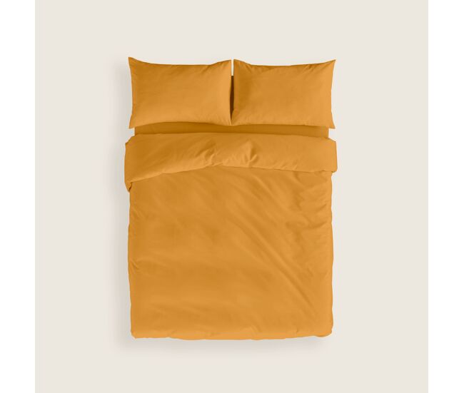 Naturals - capa de edredão lisa cama 150 - fecho com botões - 100% algodão - inclui 1 ou 2 fronhas - ocre