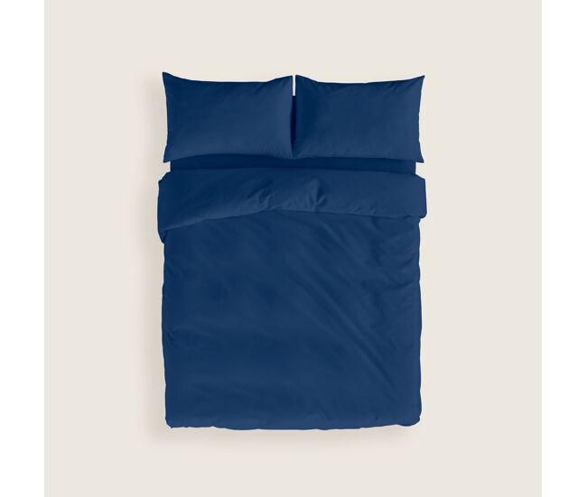 Naturals - capa de edredão lisa cama 135 - fecho com botões - 100% algodão - inclui 1 ou 2 fronhas - azul