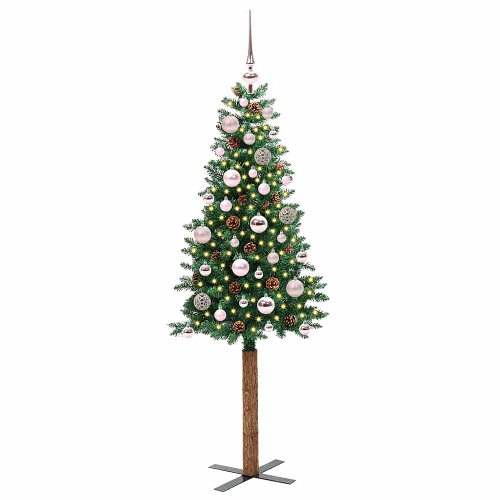 árvore de natal - pinheiro de natal slim com 150 leds com suporte verde 150 cm