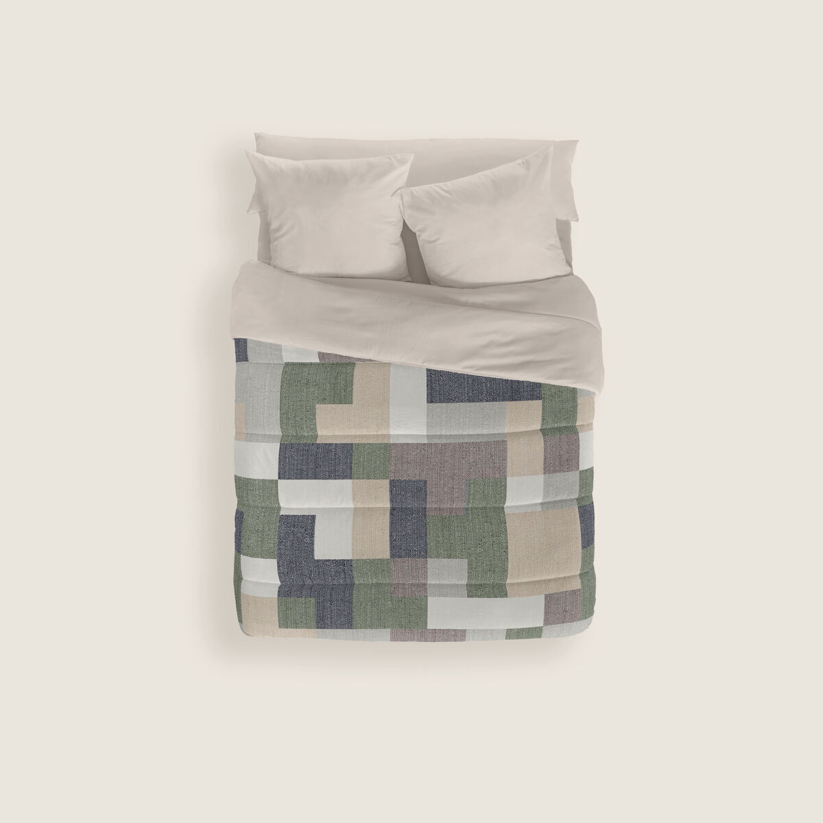 Naturals - edredom nórdico estampado cama 150 - 100% poliéster microfibra - 300g - tetris