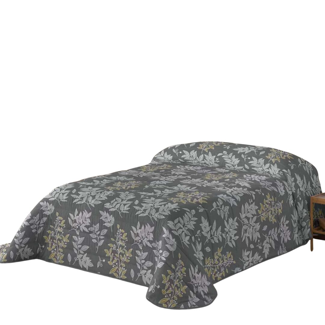 Naturals - edredão nórdico estampado - 200 gramas - cama 150 - hojas gris