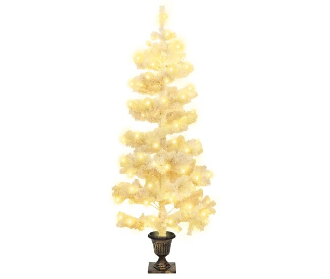 árvore de natal rotativa pré-iluminada + vaso pvc 120 cm branco