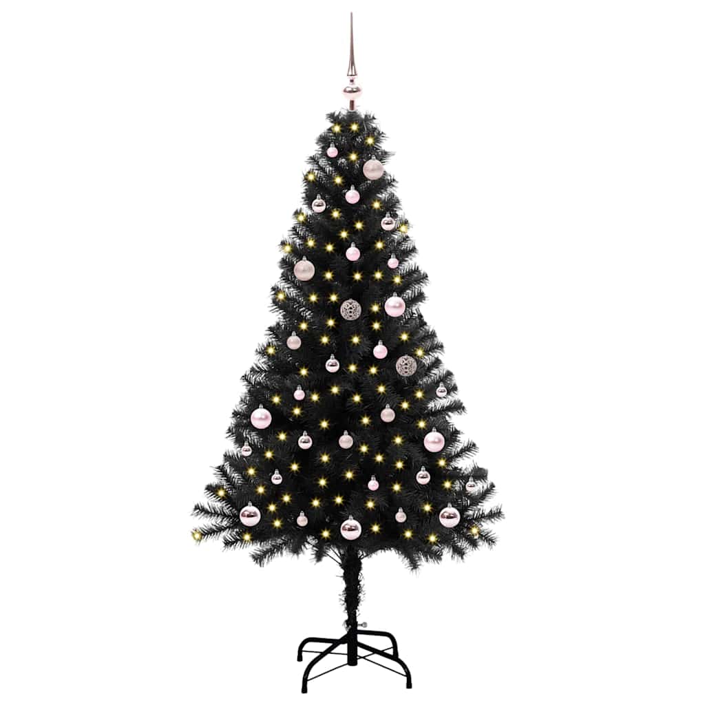 árvore de natal - pinheiro de natal com 150 leds com suporte preto 150 cm pvc