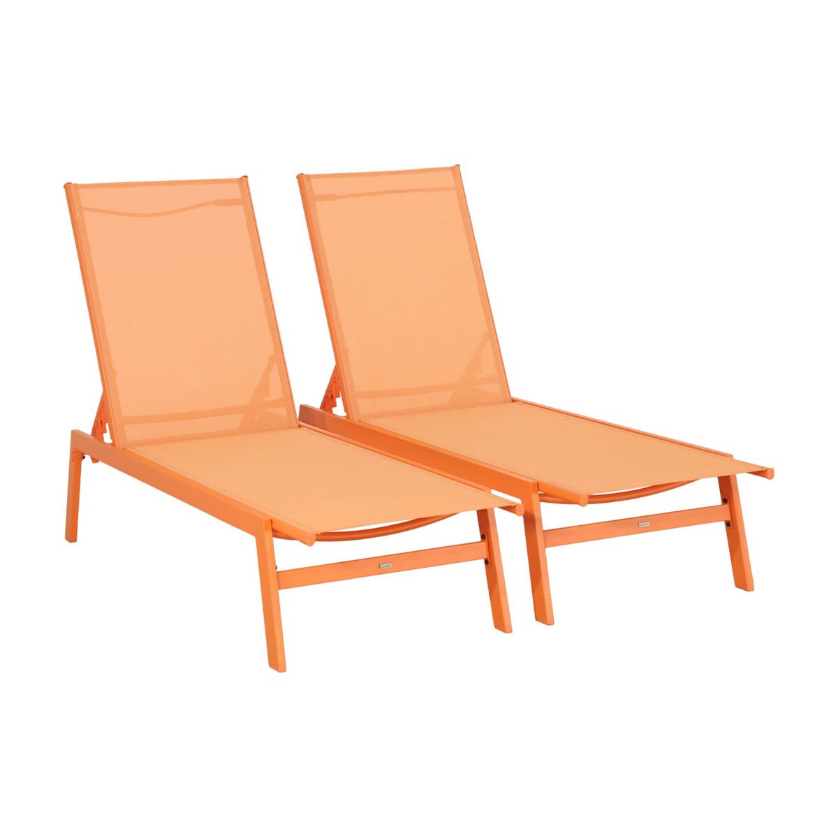 Transat de acier multi posições, set de 2, flora, orange, 155x59x106 cm
