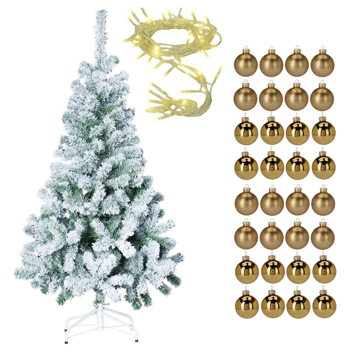 Conjunto de árvore de natal + guirlanda 80 leds + 32 bolas