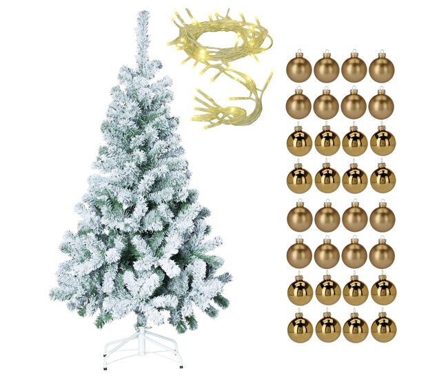 Conjunto de árvore de natal + guirlanda 80 leds + 32 bolas