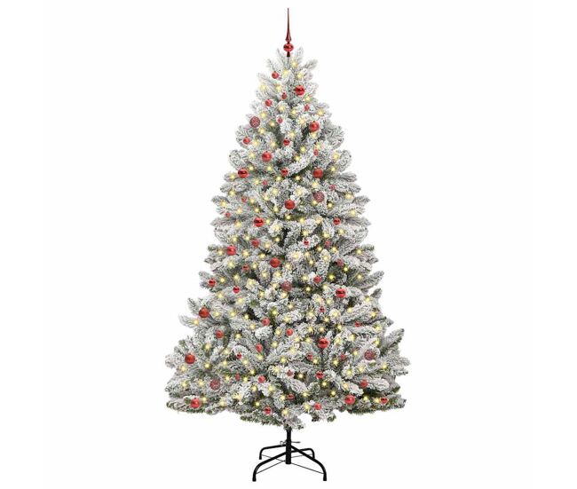 árvore de natal - pinheiro de natal artificial verde e branco 270 cm pvc e metal