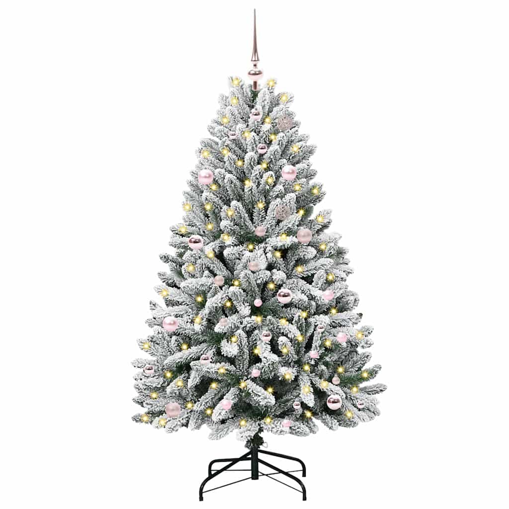 árvore de natal - pinheiro de natal artificial verde e branco 150 cm pvc e metal