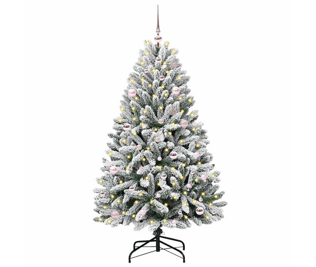 árvore de natal - pinheiro de natal artificial verde e branco 150 cm pvc e metal