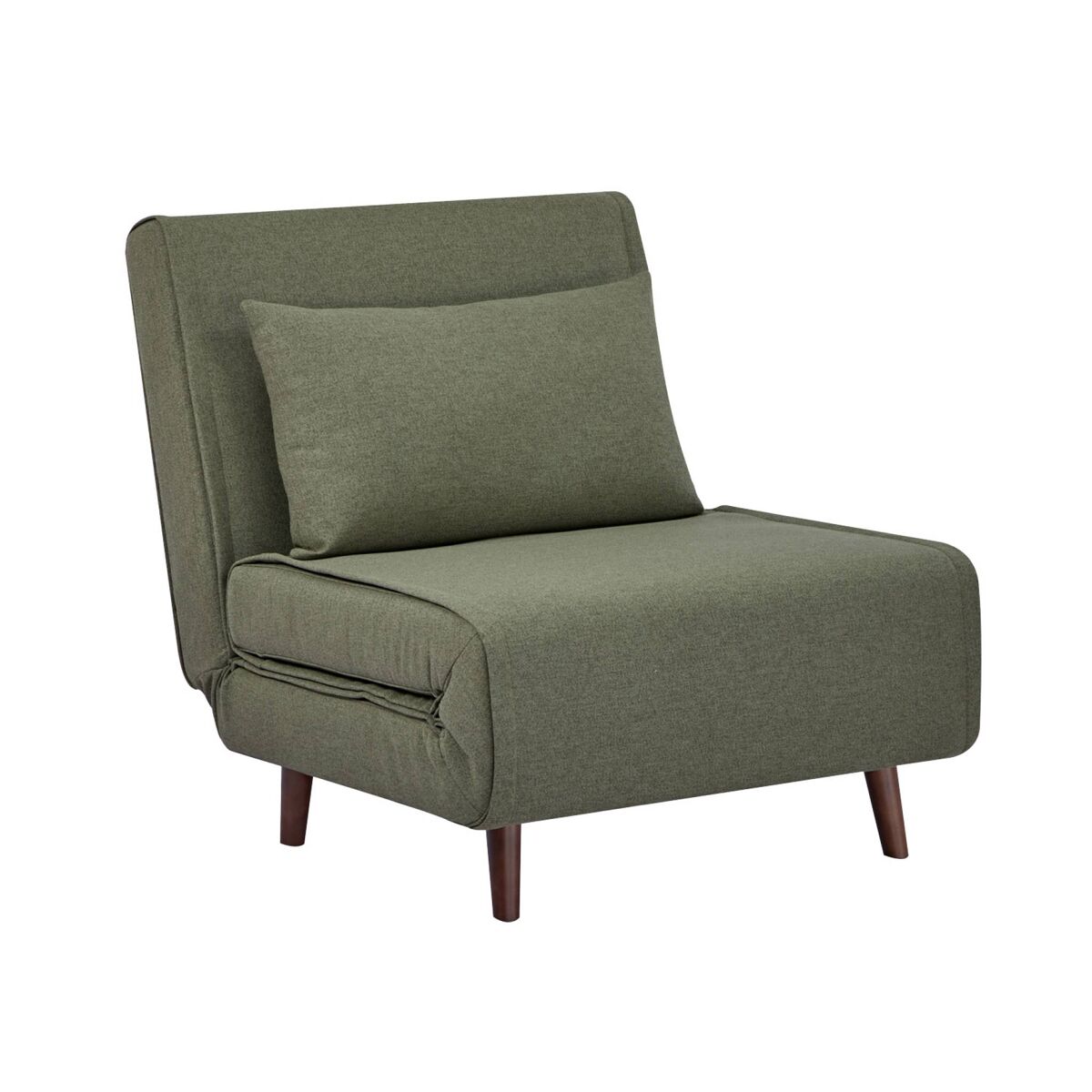 Poltrona de 1 lugar conversível em tecido simple com base de madeira, guest, verde caqui, 191x77x49 cm