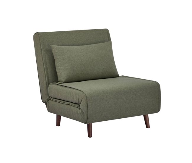 Poltrona de 1 lugar conversível em tecido simple com base de madeira, guest, verde caqui, 191x77x49 cm