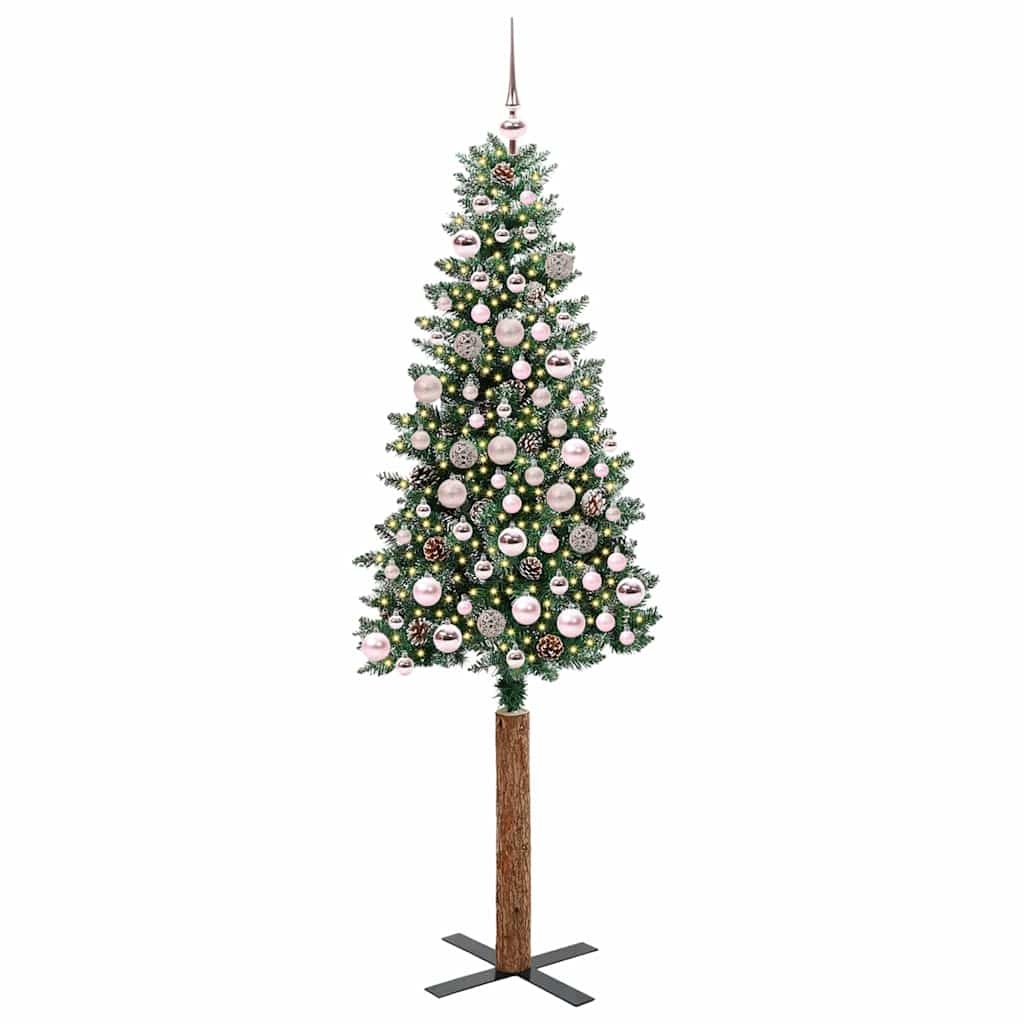 árvore de natal - pinheiro de natal slim com 300 leds verde e branco 180 cm