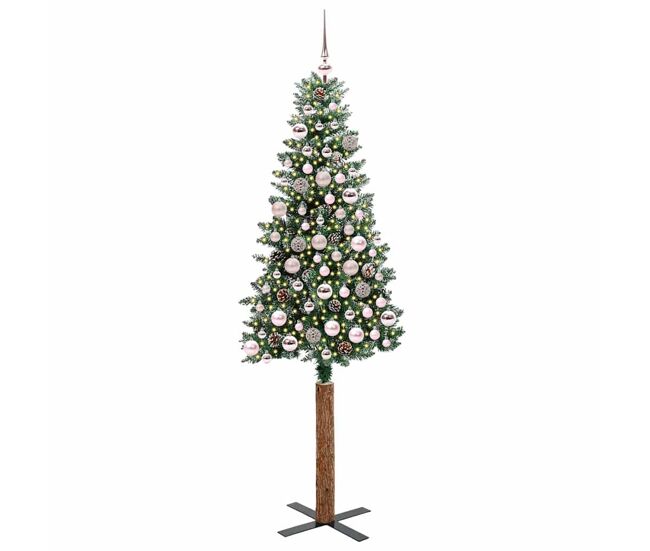 árvore de natal - pinheiro de natal slim com 300 leds verde e branco 180 cm