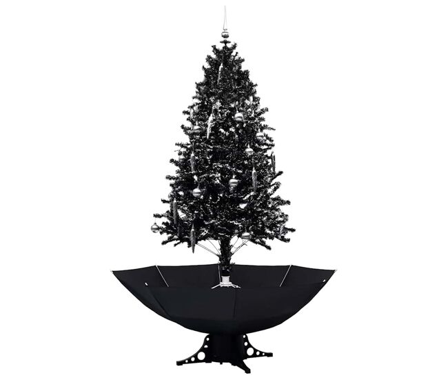 árvore natal c/ neve base formato guarda-chuva 190 cm pvc preto