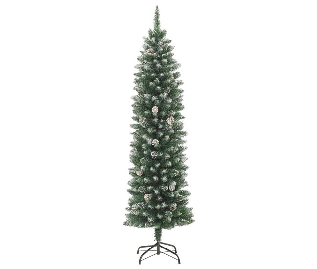 árvore de natal - pinheiro de natal artificial fina com suporte pvc 150 cm
