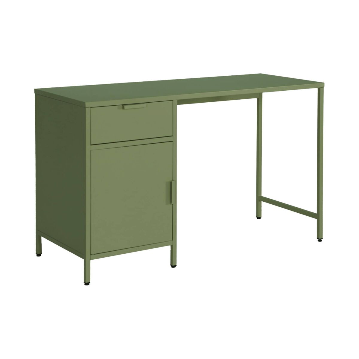 Secretaria em acier laminado, 1 gaveta, soho, verde caqui, 120x60x75 cm