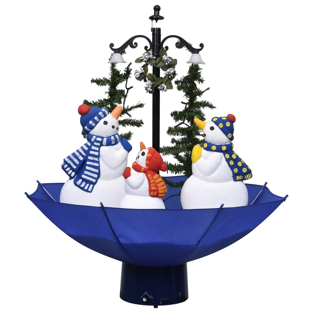 árvore natal c/ neve base formato guarda-chuva 75 cm pvc azul