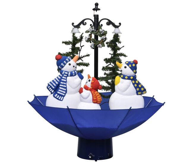 árvore natal c/ neve base formato guarda-chuva 75 cm pvc azul