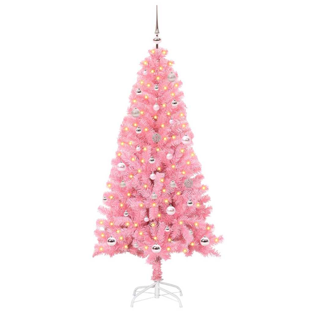 árvore de natal - pinheiro de natal com 150 leds com suporte rosa 150 cm pvc