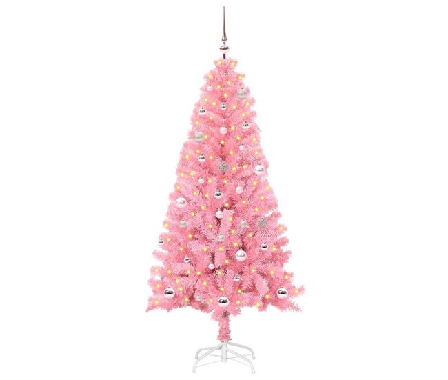 árvore de natal - pinheiro de natal com 150 leds com suporte rosa 150 cm pvc