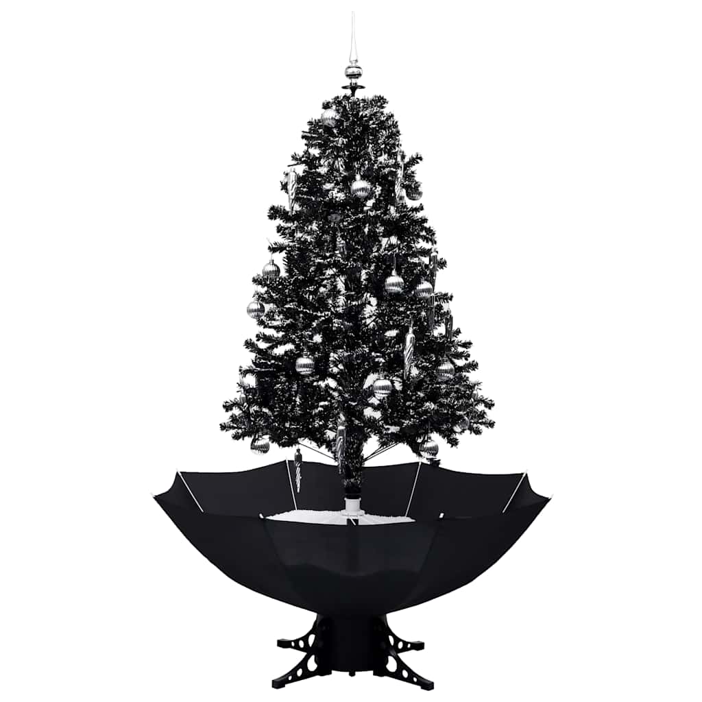 árvore natal c/ neve base formato guarda-chuva 170 cm pvc preto