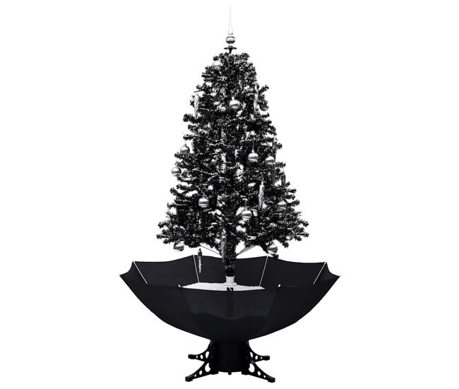 árvore natal c/ neve base formato guarda-chuva 170 cm pvc preto